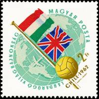 (1962-020) Марка Венгрия "Венгрия и Великобритания"    ЧМ по футболу 1962, Чили II Θ
